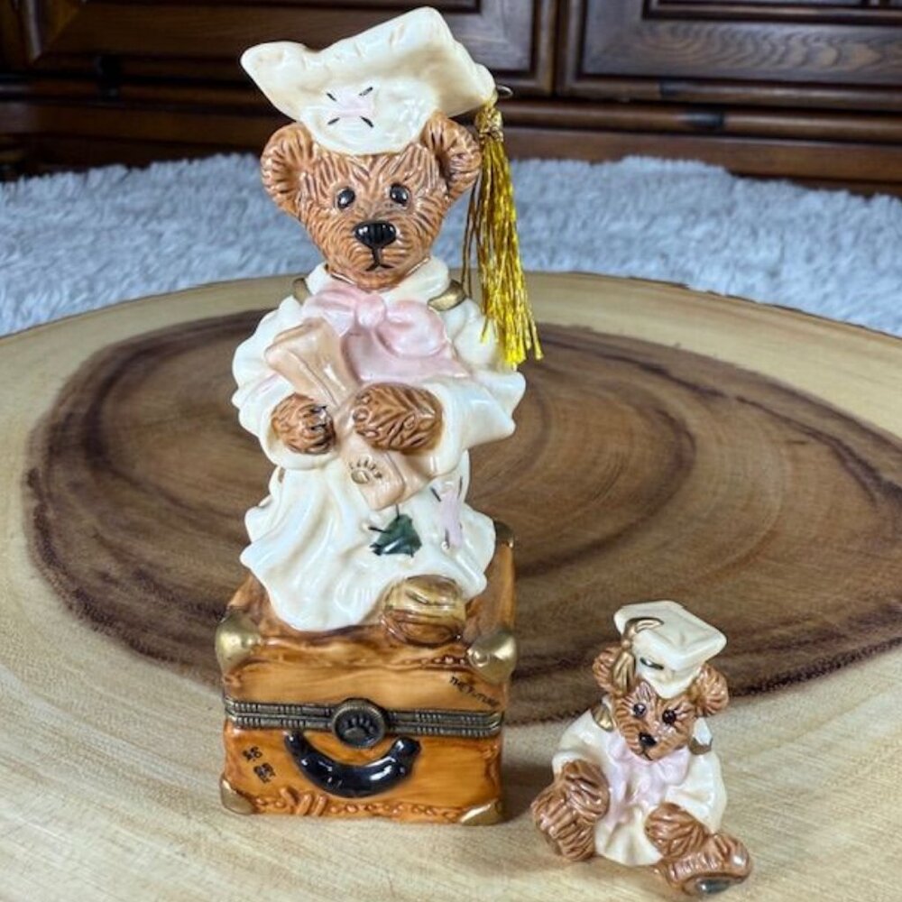 Vintage Boyds Bears Ticket to the World Bearware Pottery World Treasure Box